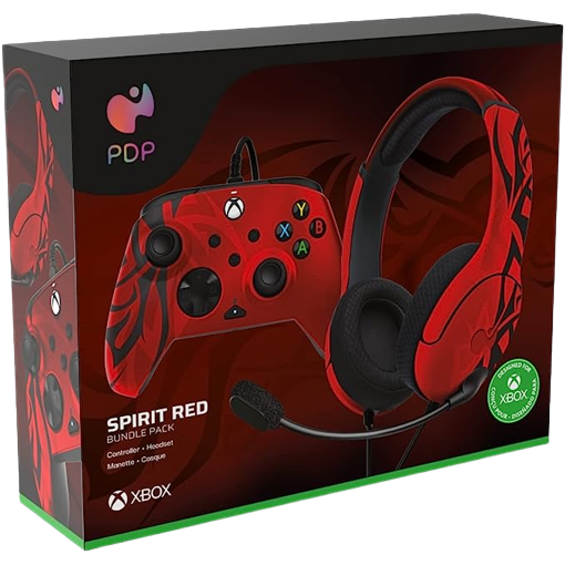 PDP Spirit Red Bundle Pack: REMATCH Advanced Wired Controller & AIRLITE  Wired Headset For Xbox Series X