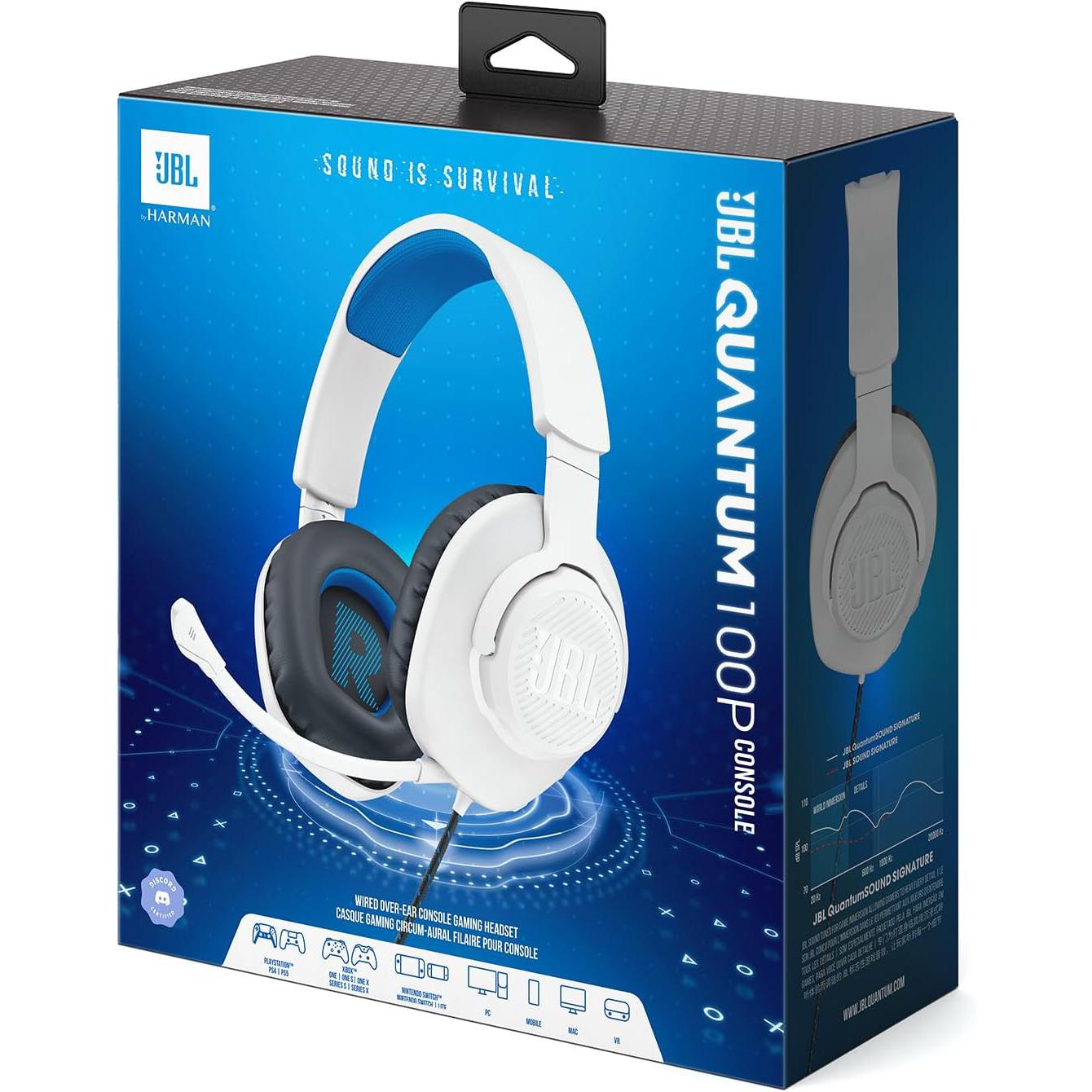 JBL Quantum 100P PS4, PS5, PC Headset - White - Pristine